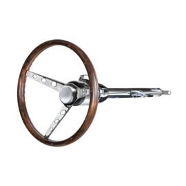 15" Woodgrain Steering Wheel For 3-Bolt Hubs