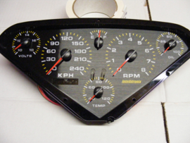 Analog Dash Panel with Black Polycarbonate Faceplate - White LED 1955-59