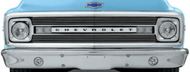 Bumper - Front - Reproduction Chrome with Driving Lights  1967-70