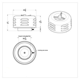 2-5/8'' Air Cleaner.  Luvr. w/WNG  Nut Low Profile.  Chrome