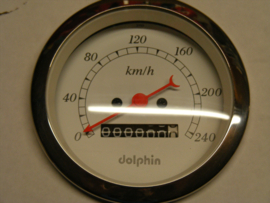 3-3/8" Quads Gauge sets. -- White -- 240 KM.H.  Manual Speedometer