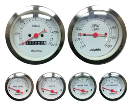 Gauge Metric  With  Mechanical Speedo.   White.