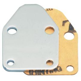 Fuel pump block-off plate,  Steel Chrome