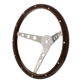 15" Woodgrain Steering Wheel For 3-Bolt Hubs