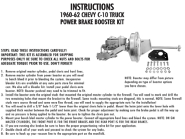 Power Brake Booster  1960-62