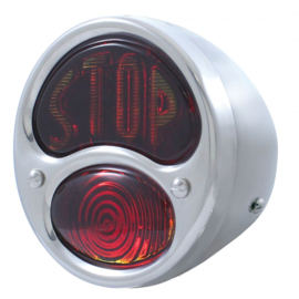 Stainless Steel Tail Light - Glass Stop Lens