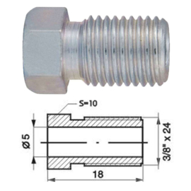 Remleidingnippel 3/8" x 24 UNF / 5 MM