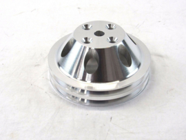 SBC 350 Aluminum 2 Groove Long Water Pump Pulley Polished