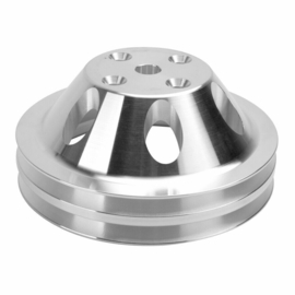 SBC 350 Aluminum 2 Groove Long Water Pump Pulley Polished