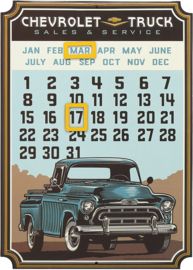 Chevrolet Truck Calendar Vintage Embossed  Metal