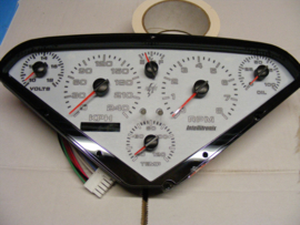 Analog Dash Panel with White Polycarbonate Faceplate -- White LED- 1955-59