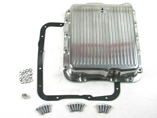 AAluminum GM Chevy 700R4 or 4L60 Finned  Transmission Oil Pan Polished