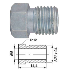 Remleidingnippel 3/8" - 24 UNF