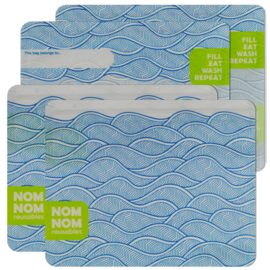 Nom nom reusables wave set van 4 boterhamzakjes