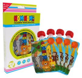 Nom Nom Kids Safari set van 4 knijpzakjes