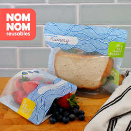 Nom nom reusables wave set van 4 boterhamzakjes