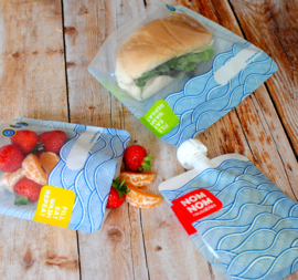 Nom nom reusables wave set van 4 boterhamzakjes