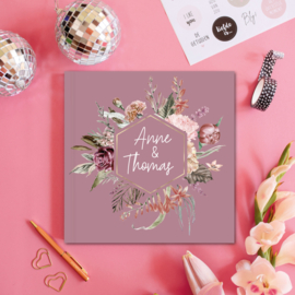 Gastenboek Pink Bouquet Photobooth zonder vragen (met jullie namen)