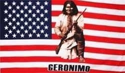 Vlaggen Amerika met Geronimo Indiaan