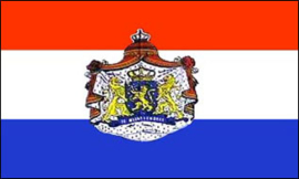 Vlag nederland met wapen van het Koninkrijk der Nederlanden