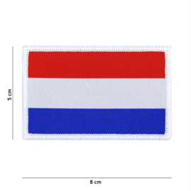 Embleem stof fijn geweven vlag Nederlandmet met klittenband