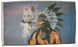vlag Indian met wolf