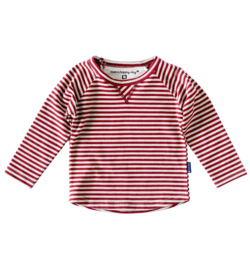 Boys raglan shirt red grey stripe, Little Label