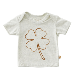 Baby shirt korte mouw big brown clover, Littlel label