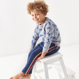 Boys sweatpants stripe tape blue mel, Little Label