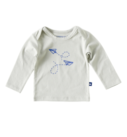 Newborn shirt long sleeves grey blue airplane, Little Label