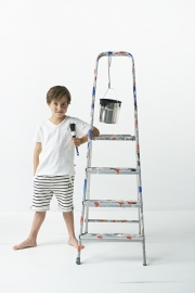 Little Label v neck shirt off white slub kids