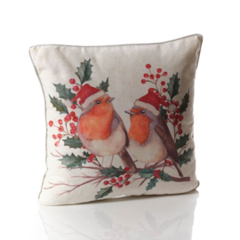 Festive Roodborst kussen