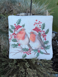 Festive Roodborst kussen