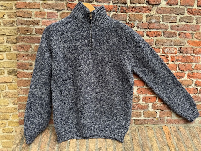 FH501A Trui met rits gemêleerd - Indigo Grey