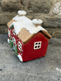 Keramiek breed Huisje rood