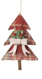 Rood geruite stoffen kerstboom met strik