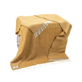 Merino/Cashmere mosterd visgraat plaid