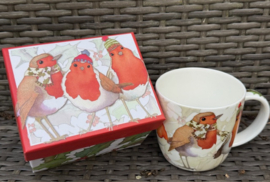 Kerstbeker Roodborstjes van Emma Ball in prachtige verpakking