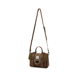 Lederen Mini satchel Kastanjebruine ruit
