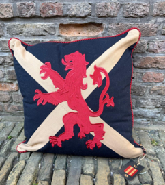 Vintage Saltire / Schotse vlag met Leeuw kussen vierkant