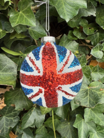 Glitter Union Flag kerstbal