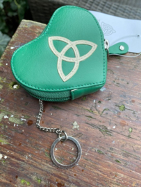 Groene kalfslederen portemonnee met Triquetra