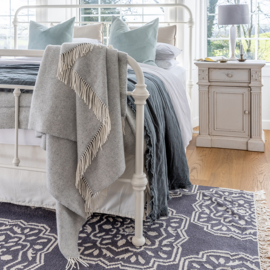 Merino/Cashmere Zilvergrijze visgraat plaid