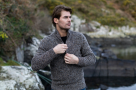 Trui met rits gemêleerd, kleur: Beaver