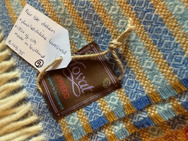 9. Fair Isle deken Hemelsblauw/Lichtblauw en Mosterd