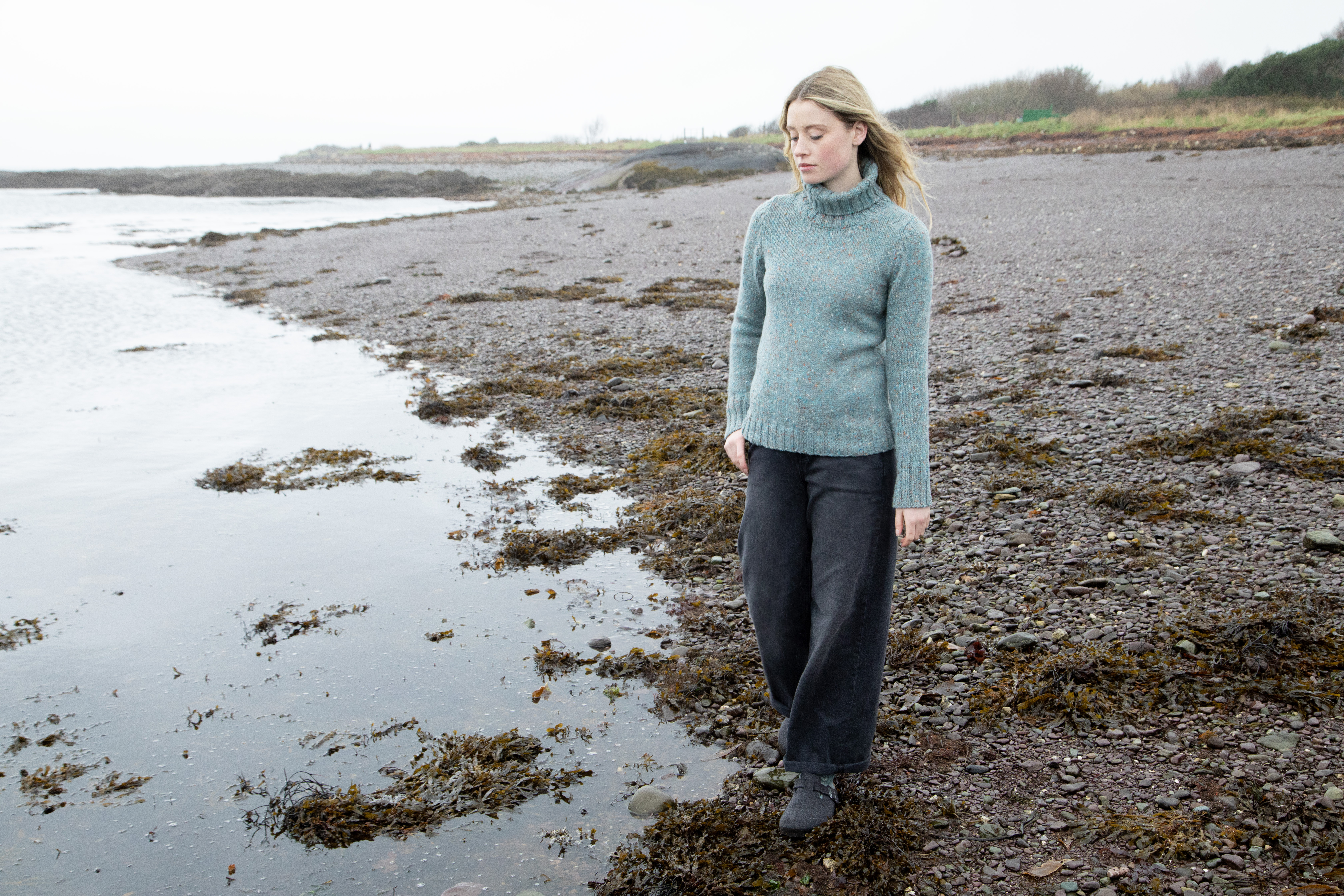 FSS72M Polo Neck Sweater Seafoam