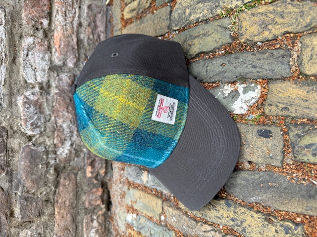 Harris Tweed Baseball cap Sea Blue / Green check