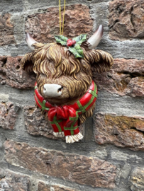 Schotse Hooglander met rood geruiten sjaal