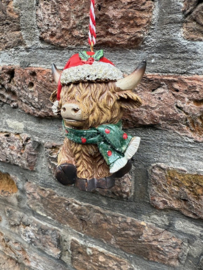 Schotse Hooglander hanger met groene sjaal
