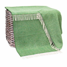 Merino/Cashmere groene visgraat plaid